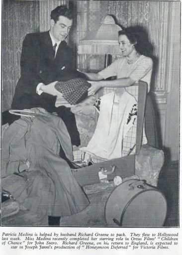 Richard Greene and his Wife Patricia Medina 1949