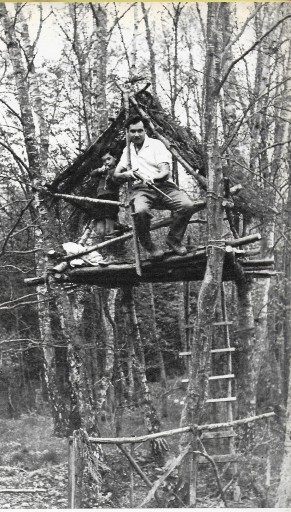 Conrad Phillips and his son in the Tree House