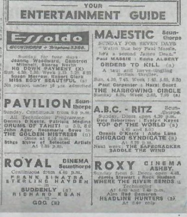 Cinema Showings 1958