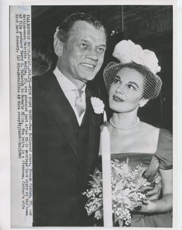 Patricia Medina and Joseph Cotten on their weddding day