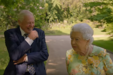 David Attenborough with the Queen in her Garden