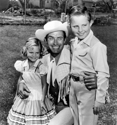 Shown from left: Sally Field, Jock Mahoney (stepfather), Rick Field (ca. 1952)