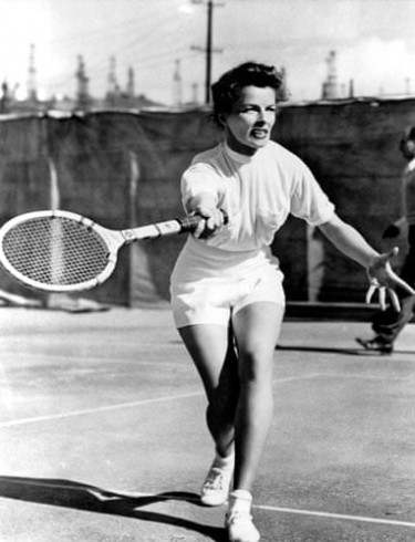 Katharine Hepburn plays tennis